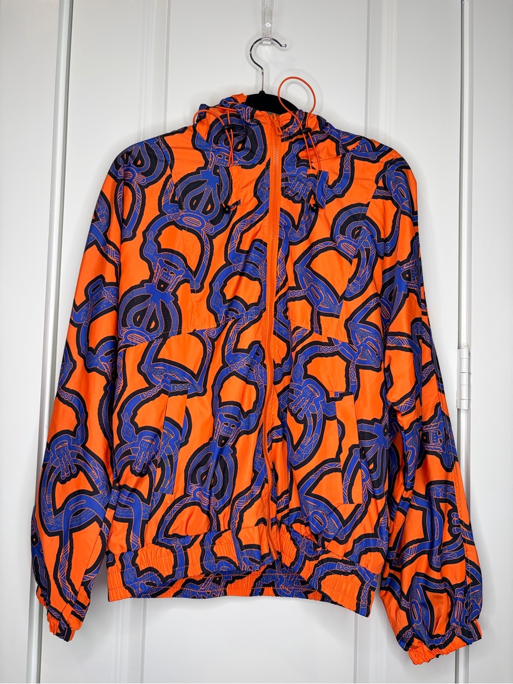 Orange Purple Hooded Windbreaker Jacket Medium